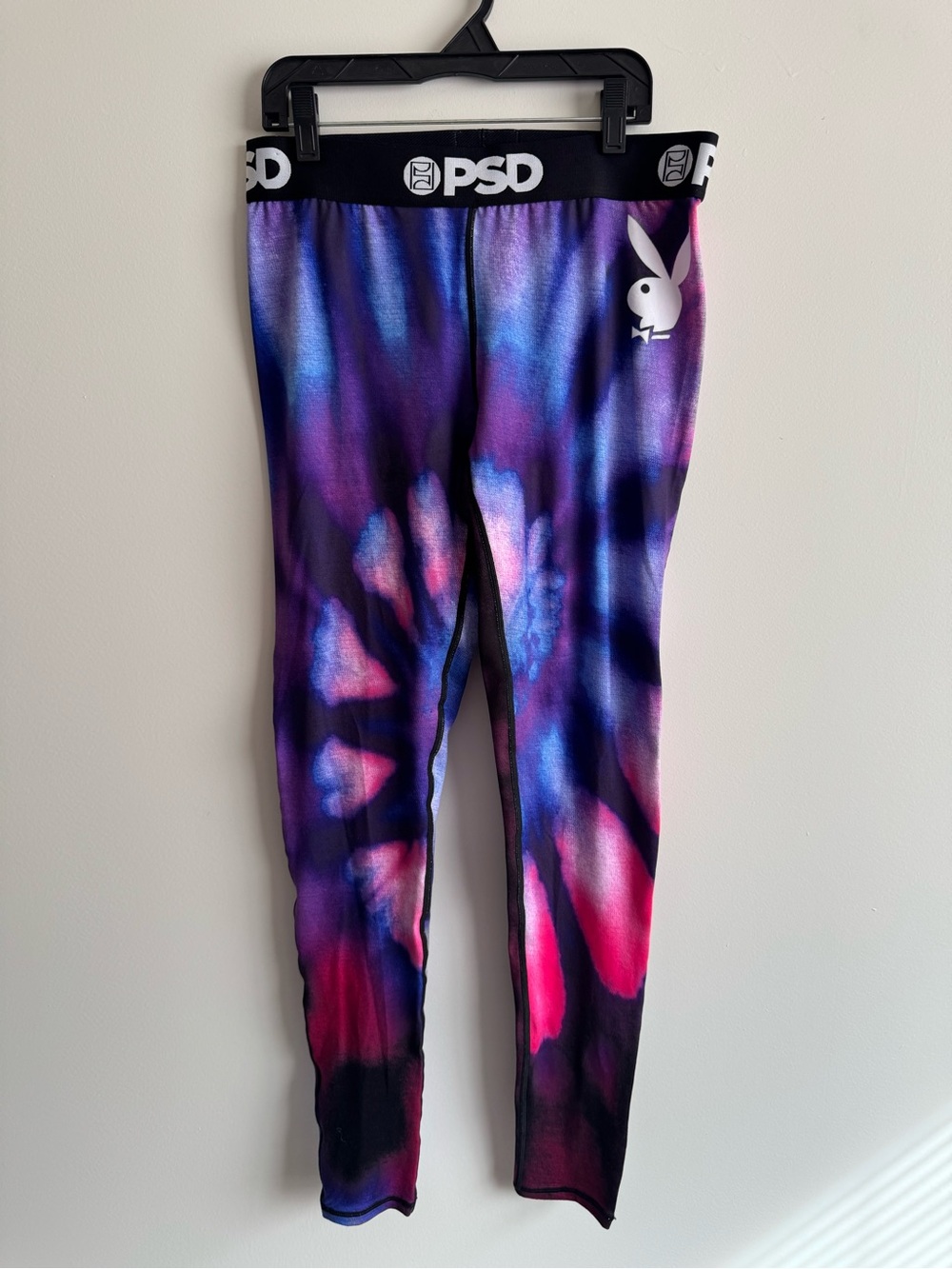 EUC PSD Playboy Brand Women’s Leggings Pink Purple Tie Dye Pants Size Medium